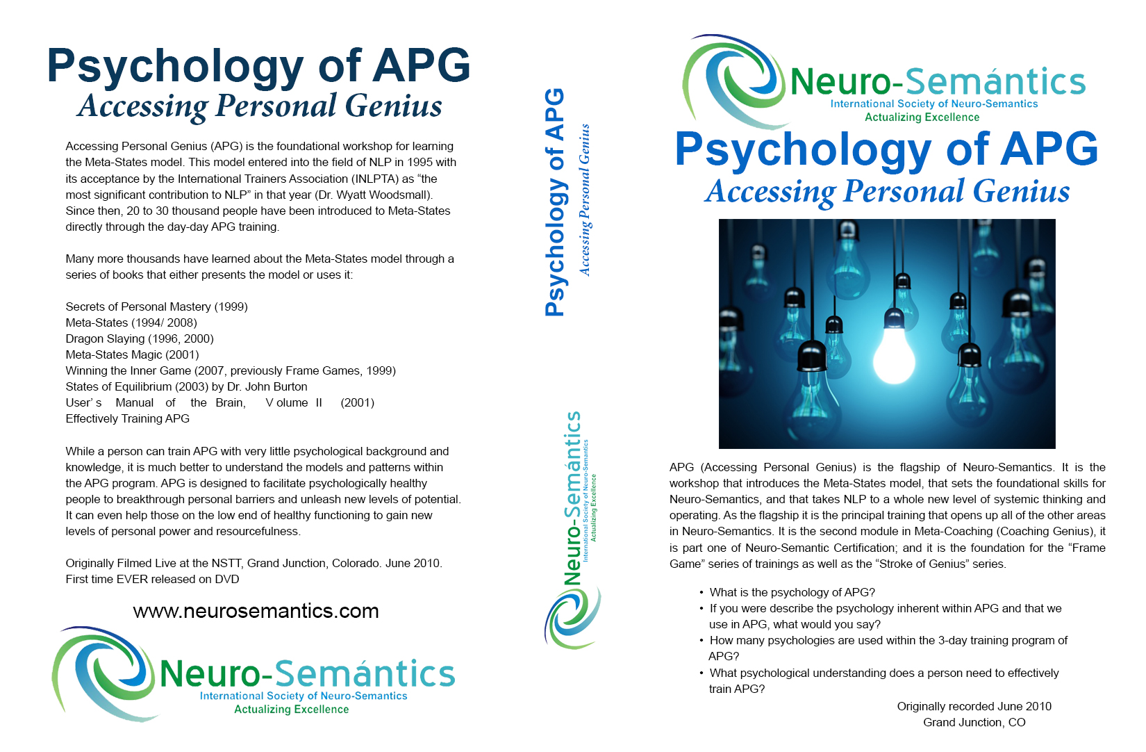 Neuro Semantics Psychology of AGP DVD